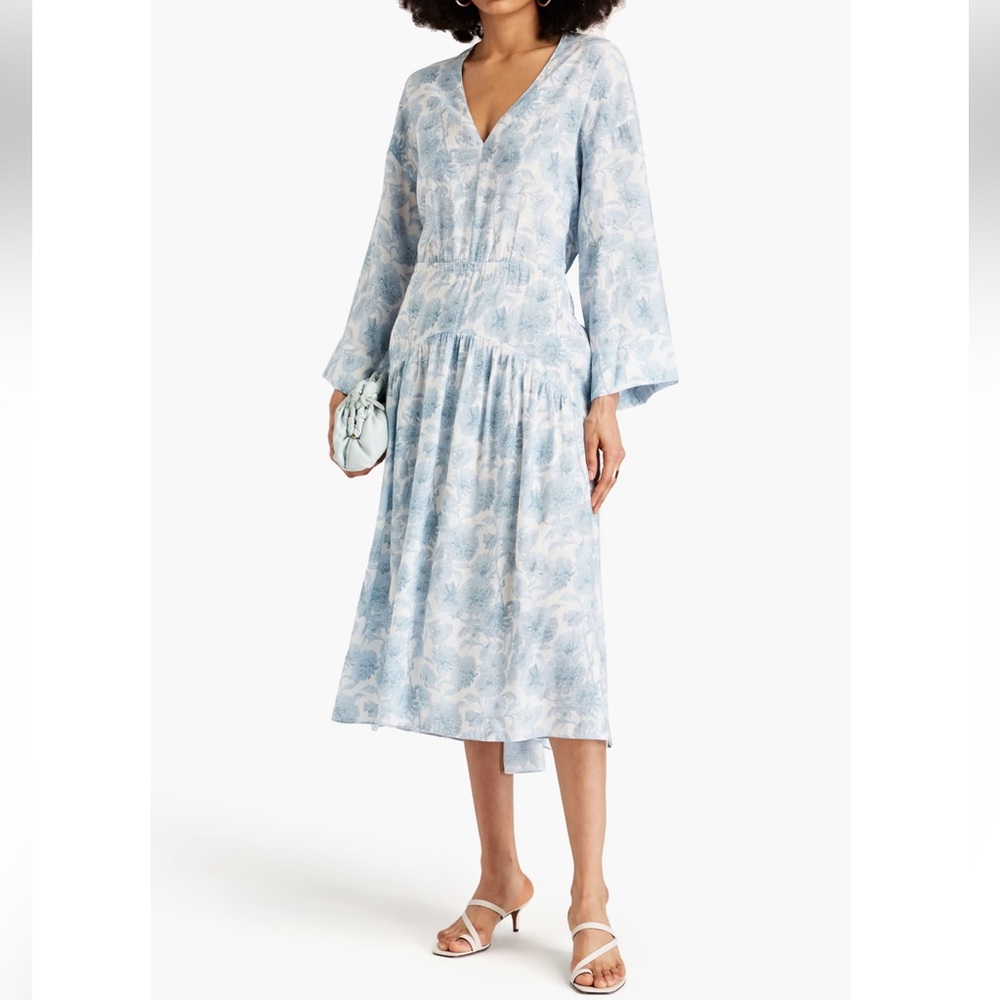 Vince Women's Dahlia Long Sleeve Double V-Neck Dress $400 Sz xxs, small